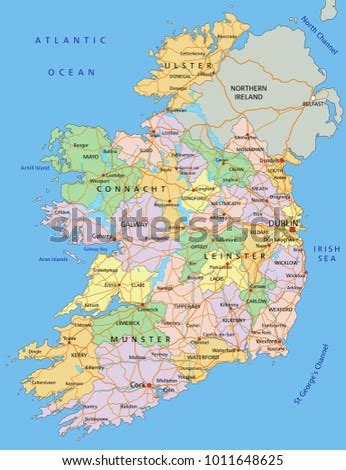ireland highly detailed editable political map  shutterstock