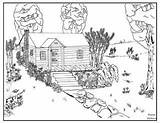 Coloring Pages Landscape Adults Detailed Cabin Log Landscapes Printable Sheets Adult Colouring Book Sheet Part Books Template Kids Rag Coat sketch template