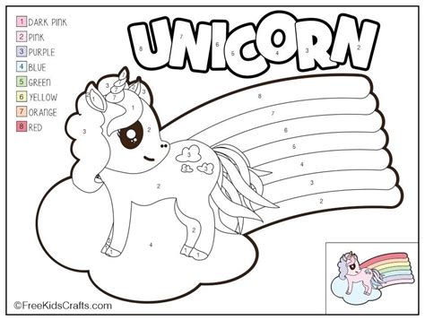 color  number unicorn printable  kids crafts unicorn coloring