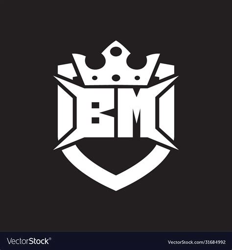 bm logo monogram isolated  shield  crown vector image