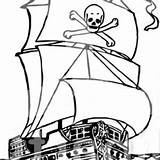 Pirate Coloring Galleon Ship Raging Rear Ocean Simple Drawing Big sketch template