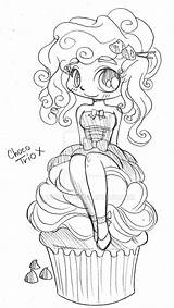 Chibi Yampuff Cupcake Choco Draw Coloriages Cromos Bases Sellos Digi sketch template