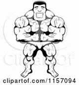 Outlined Builder Cartoon Body Coloring Leaning Flexing Forward Clipart Vector Bodybuilder Strong Man Cory Thoman Buff Happy sketch template