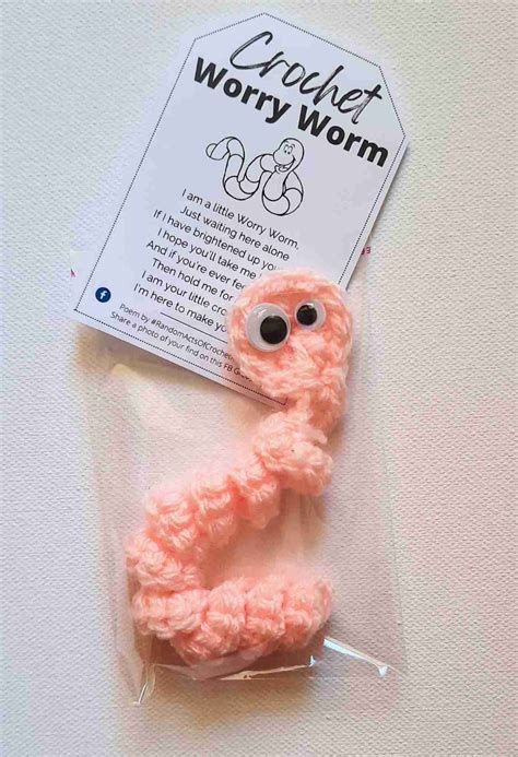 crochet worry worm pattern  printable poem tags