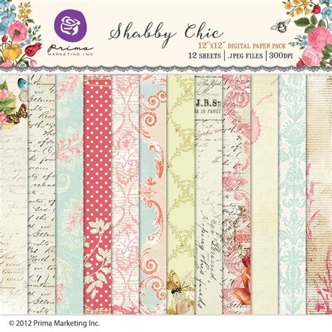 shabby chic digital paper pack snap click supply