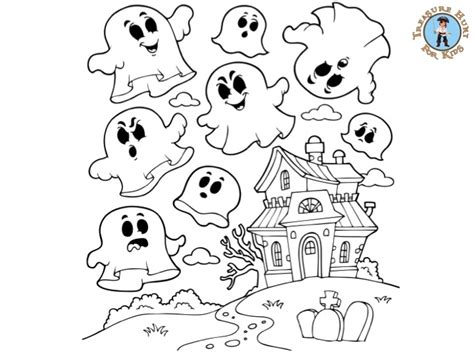 halloween ghost coloring page  printables treasure hunt  kids