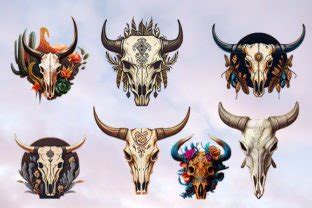 bull skull clipart graphic  sansakdesign creative fabrica