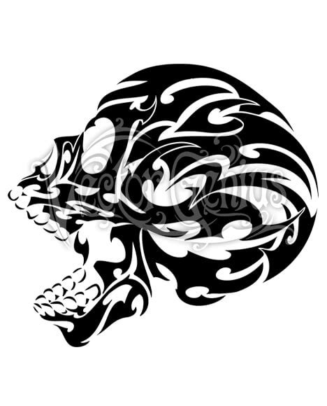 Screaming Skull Tribal Tattoo Flash Stock Art Vector Genius