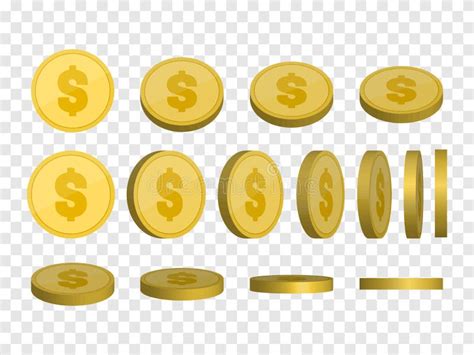 golden coins template money set isolated stock vector illustration