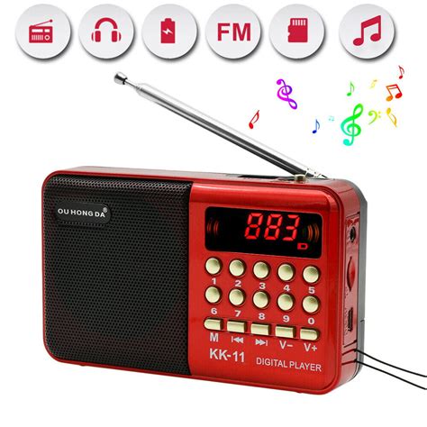 mah portable radio lcd digital fm mp player speaker rechargeable usb tf hot walmartcom