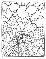 Coloring Pages Landscape Mountain Nature Earth Adults Scene Printable Erosion Color Kids Scenery Detailed Mountains Pass Landscapes Print Mandala Peaceful sketch template