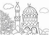 Mewarnai Islami Muslim Mosque Islam Ramadan Moschee Mewarna Kartun Muslims Raskraski Terbaru Coloringhome sketch template