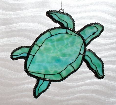 stained glass sea turtle ornament hanging   wall