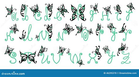 butterfly alphabet stock illustration illustration  glass