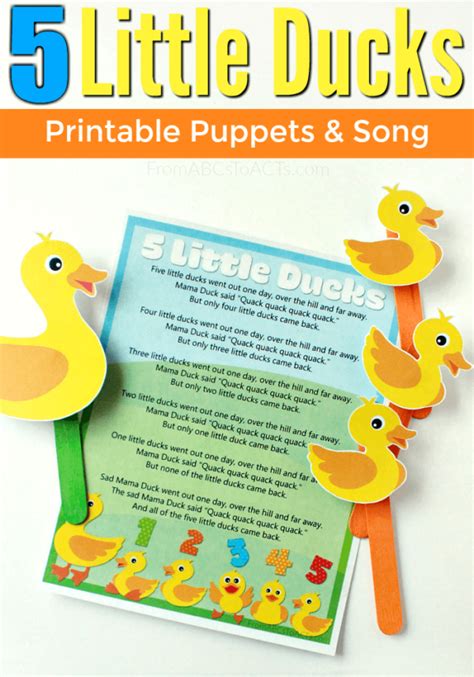ducks printable puppets  song  abcs  acts