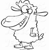 Cartoon Sheep Happy Coloring Vector Outlined Leishman Ron Royalty Graphic sketch template