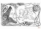 Fenrir Coloring Odin Pages Mythology Norse Printable sketch template