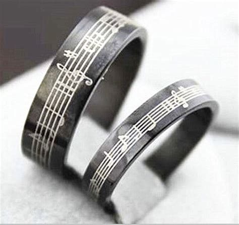 ring romantic black stainless steel  band rings titanium