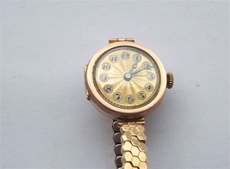 antique 15 jewels swiss vesta 9ct solid gold wrist watch working sunburst dial ebay old