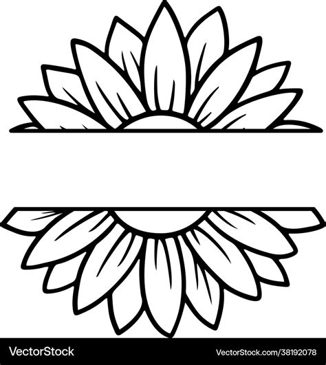sunflower split monogram flower silhouette vector image