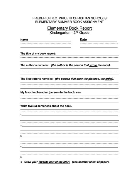 book report template  grade