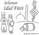 Mewarnai Idul Fitri Lebaran Edisi Ramadhan Ketupat Diwarnai Masjid sketch template