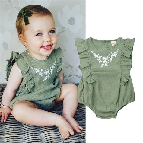cute newborn summer clothes toddler baby girl ruffle solid bodysuit