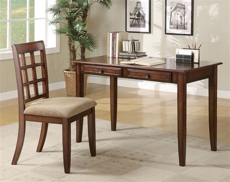 home office writing study wood table desk  drawers chair rich