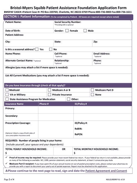 bristol myers squibb patient assistance foundation application   form fill