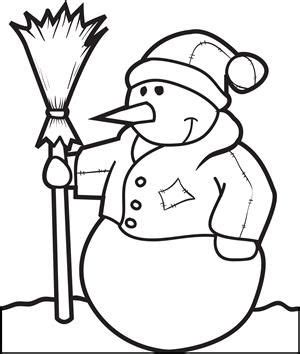 snowman holding  broom coloring page snowman coloring pages tree