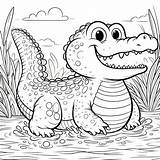 Alligator Coloring Pages Printable Print sketch template