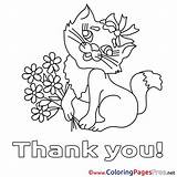 Thank Coloring Pages Flowers Printable Cat Card Cards Kids Service Waldo Color Getdrawings Teacher Sheet Getcolorings Print Colorings sketch template