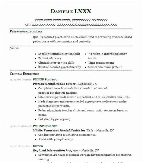 pmhnp student resume