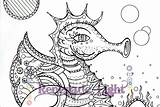 Seahorse Coloring Zentangle sketch template