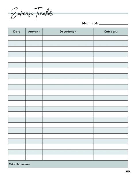 printable expense tracker page