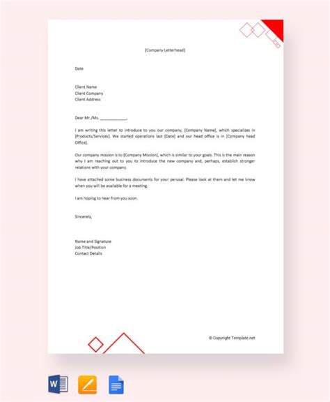 company introduction letter templates  ms word pages
