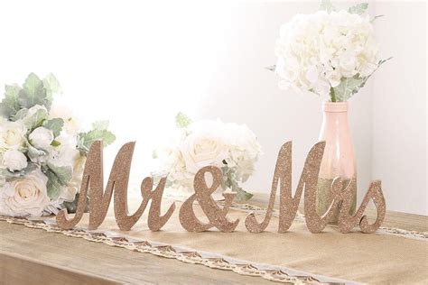 Mr And Mrs Rose Gold Glitter Sign Mr And Mrs Table Sign Rose