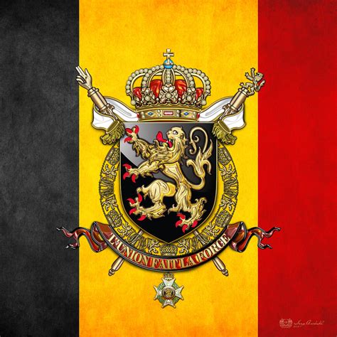 belgium coat of arms and flag digital art by serge averbukh pixels