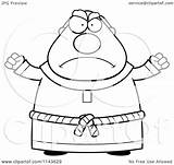 Monk Chubby Angry Clipart Cartoon Outlined Coloring Vector Thoman Cory Royalty Clipartof sketch template