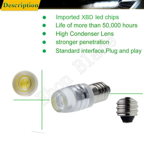 2pcs 24v Dc E10 1447 Screw Base Led Lamp Cob 2w White 6000k Bright Bulb