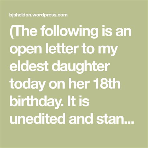 An Open Letter To My Daughter On Her 18th Birthday