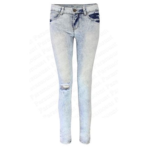 Distresed Ripped Open Knee Acid Bleach Wash Ultra Skinny Denim Jeans