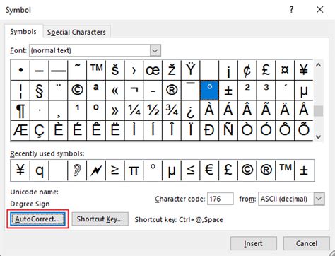 type degree symbol   word shortcut software accountant