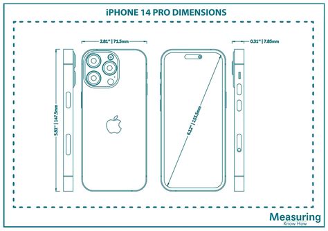 apple iphone  pro  gen dimensions  drawings measuringknowhow