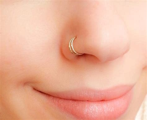 Fake Nose Ring Gold Filled Clip On Hoop Cuff Non Piercing