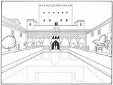 Granada Alhambra Andalucia Arrayanes Andalus Monumentos Pintardibujo sketch template