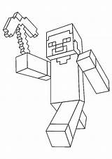 Minecraft Coloring Pages Pickaxe Getcolorings Mincraft sketch template