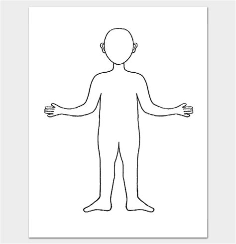 printable human body outline template  printable templates