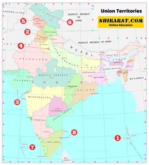 union territories  india  map