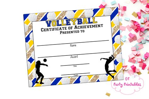 instant  volleyball certificate volleyball etsy